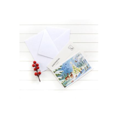  
  Bimotif 1 Adet Yılbaşı Kartpostal Karlı Orman