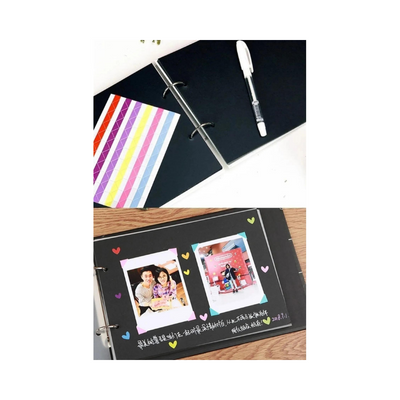  
               Klaket Kapaklı Siyah Yapraklı 20 Yaprak Fotoğraf Albümü Anı Defteri Beyaz Kalem Ve Renkli Sticker
                