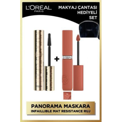 L'oreal Paris Panaroma Hacim Veren Maskara Siyah & Infailible Matte Makyaj Seti